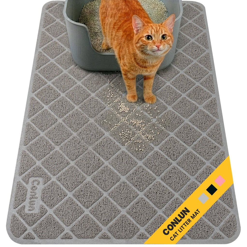 Cat Litter Mat, 24" X 17" Premium Durable PVC, Non-Slip, Less Waste, Urine Waterproof