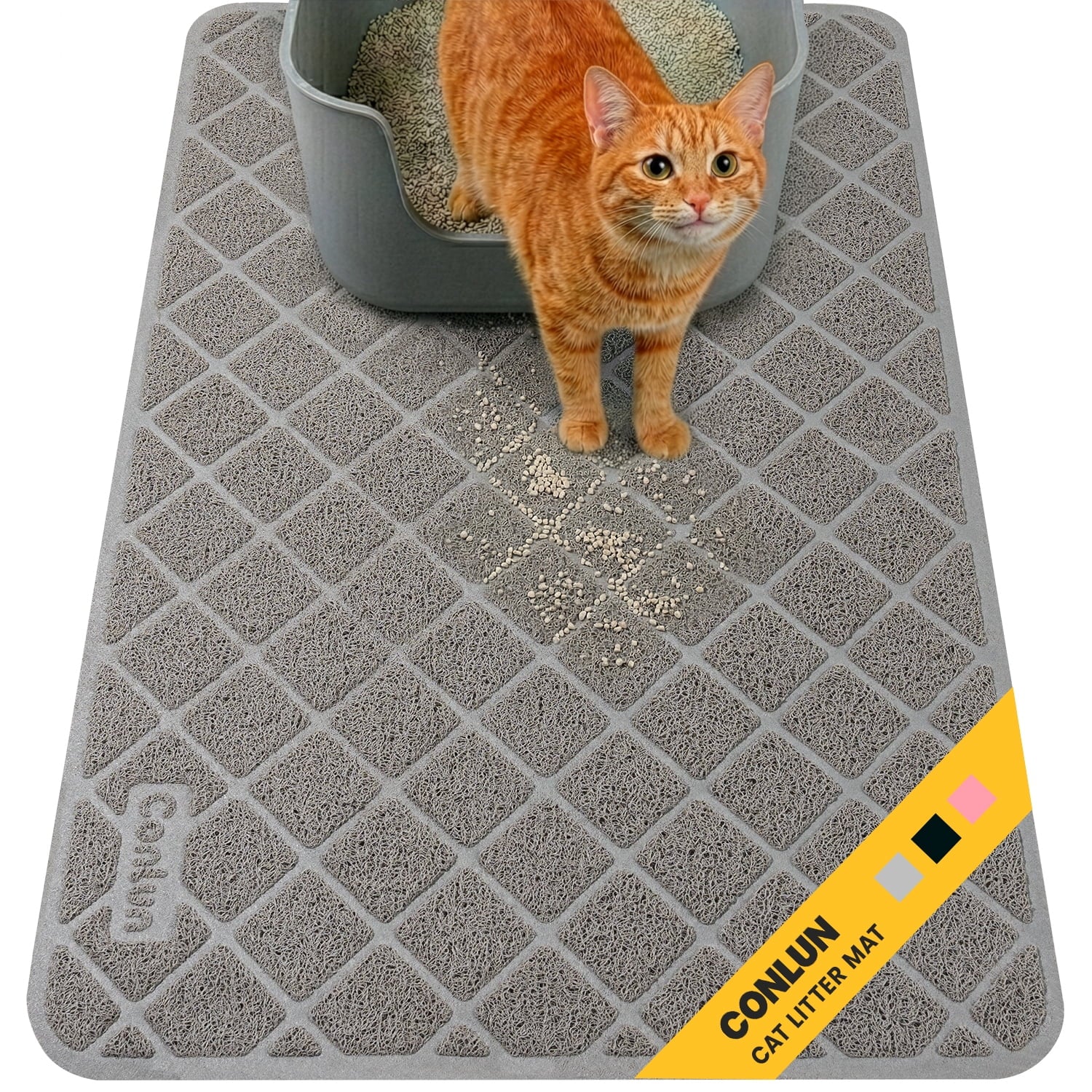 Cat Litter Mat, 24" X 17" Premium Durable PVC, Non-Slip, Less Waste, Urine Waterproof