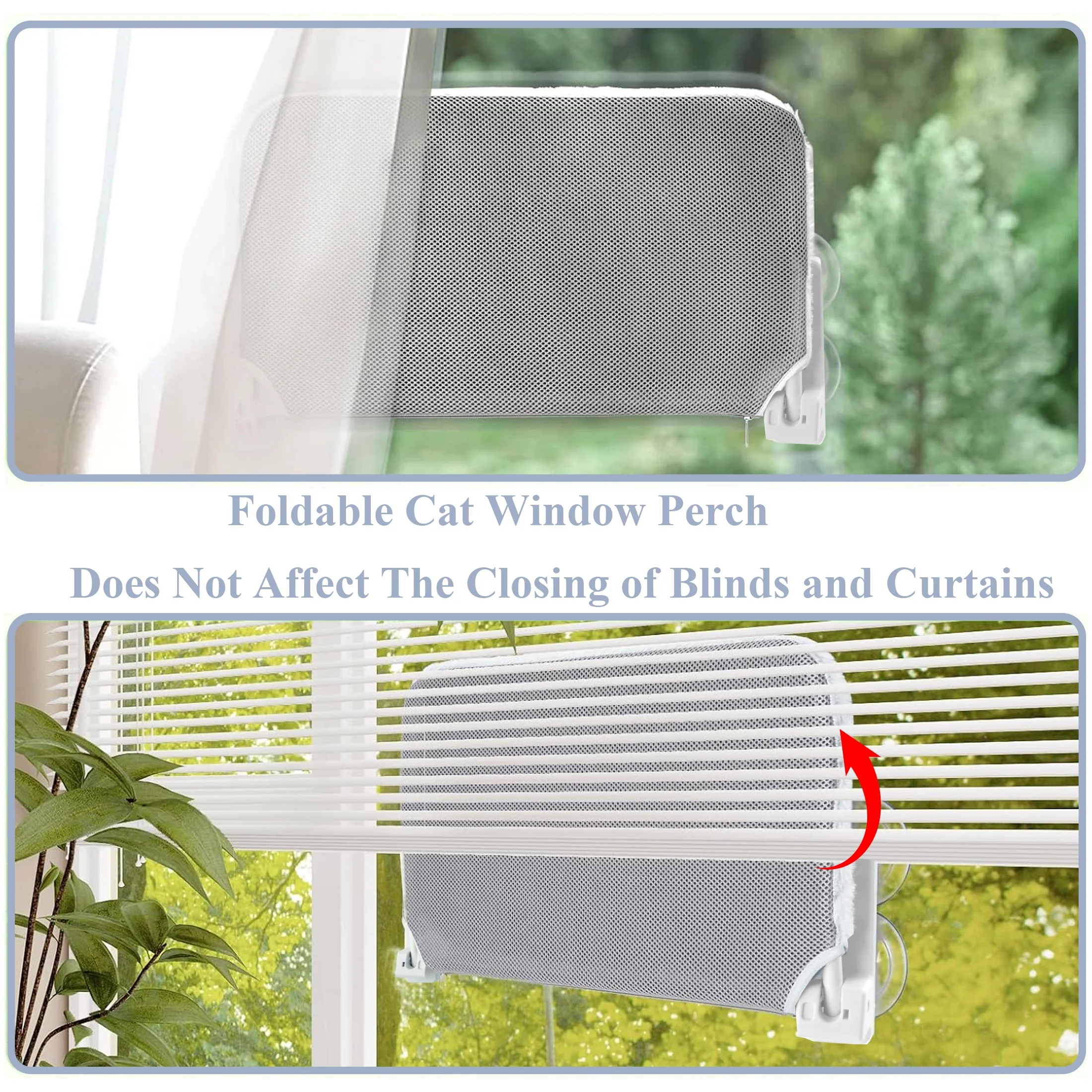 SnuggyCats Foldable Cat Window Perch — 4 Suction Cups, Holds 33 lbs, Reversible Cover