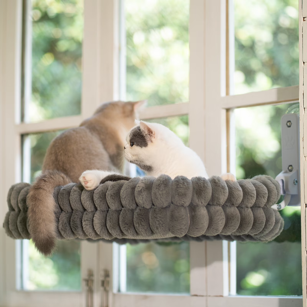 SnuggyCats Large Double-Layer Cat Window Hammock — 27"×15", Reversible, Gray