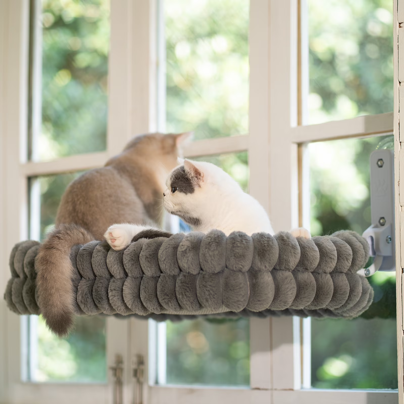 SnuggyCats Large Double-Layer Cat Window Hammock — 27"×15", Reversible, Gray