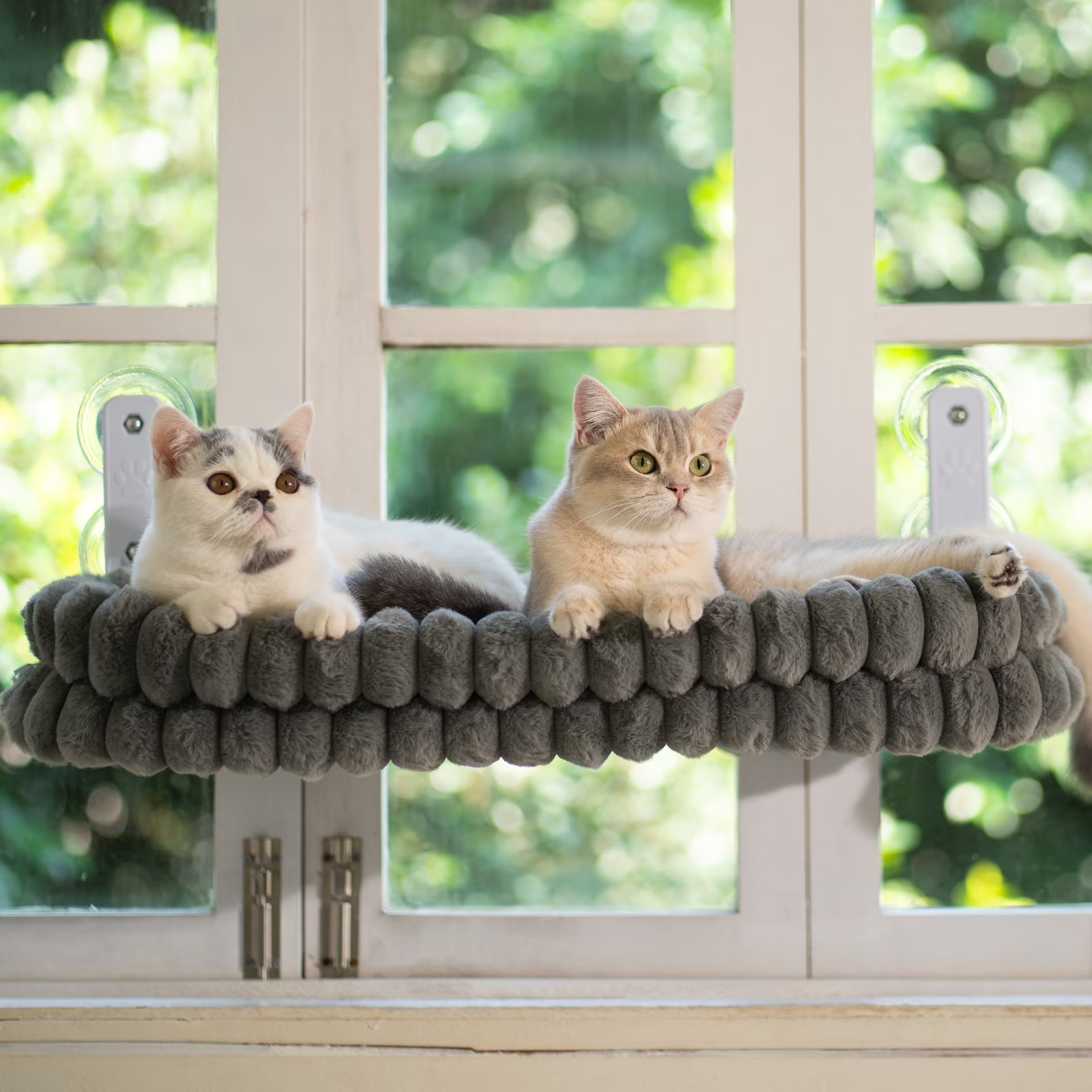 SnuggyCats Large Double-Layer Cat Window Hammock — 27"×15", Reversible, Gray