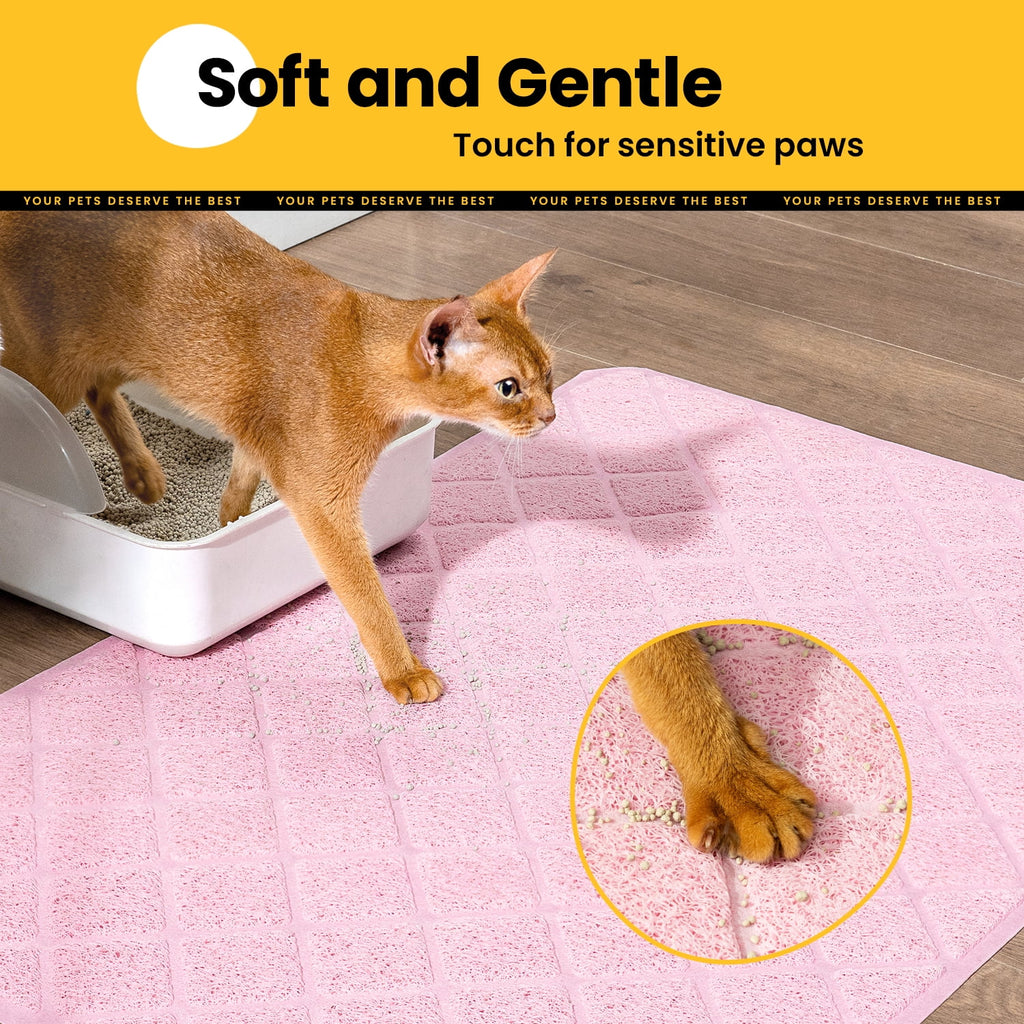 Cat Litter Mat, 35" X 23" Premium Durable PVC, Non-Slip, Less Waste, Urine Waterproof