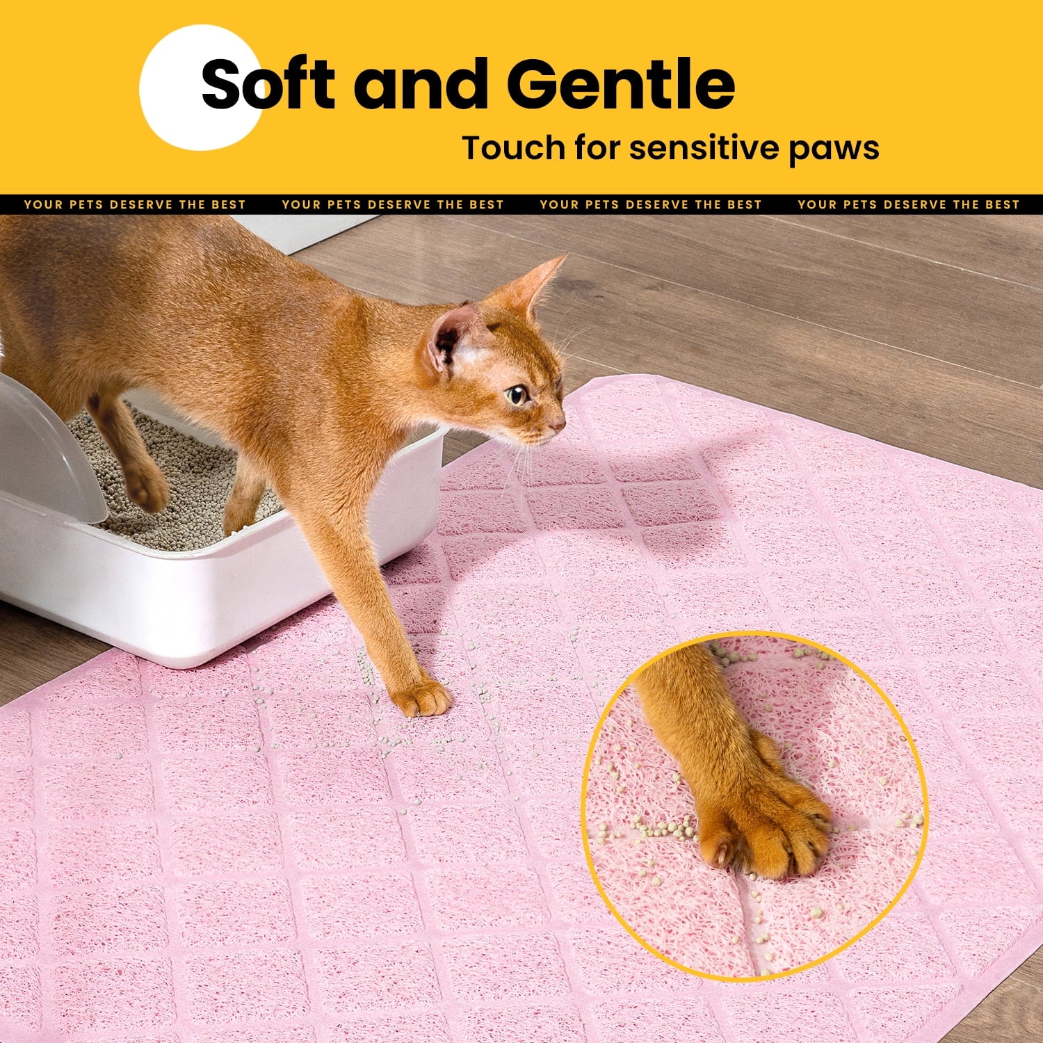 Cat Litter Mat, 35" X 23" Premium Durable PVC, Non-Slip, Less Waste, Urine Waterproof