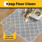Cat Litter Mat, 24" X 17" Premium Durable PVC, Non-Slip, Less Waste, Urine Waterproof