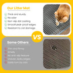 Cat Litter Mat - 34"X26" Honeycomb Double Layer, Urine Waterproof, and Easy to Clean