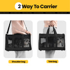 Cat Carrier,Foldable Soft-Sided Large Cat Carrier,Airline Approved Cat Carriers with Safety Leash,Comfort for Cat Travel Carrier,Black
