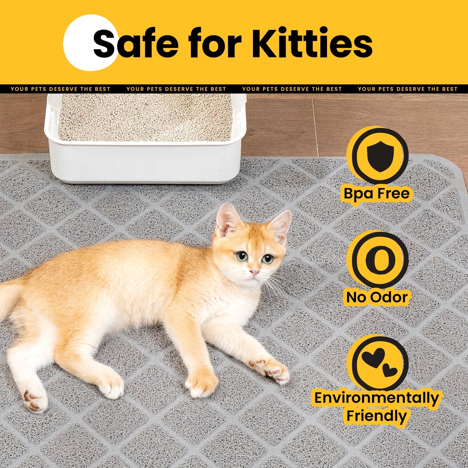 Cat Litter Mat, 24" X 17" Premium Durable PVC, Non-Slip, Less Waste, Urine Waterproof