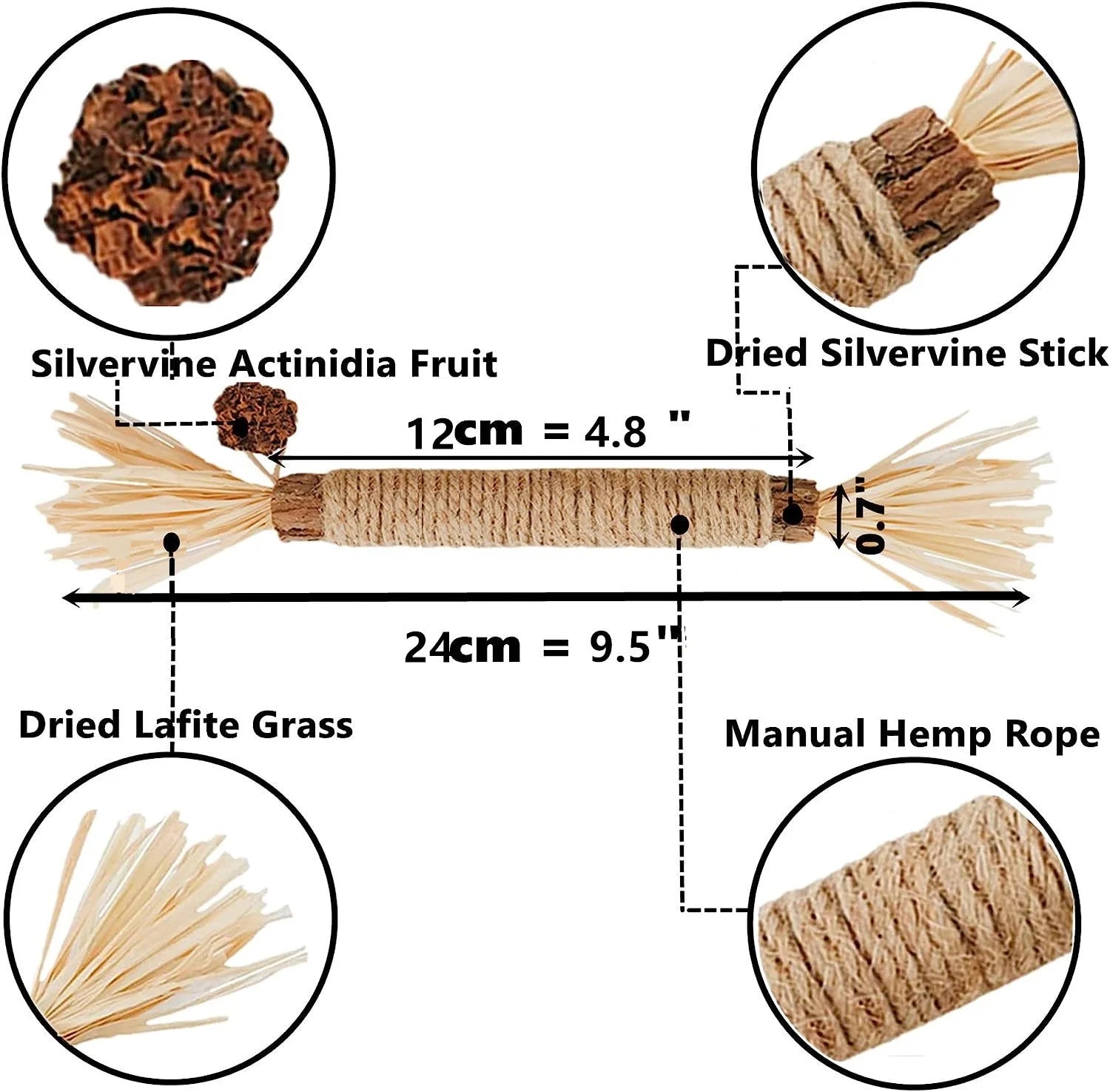 Grembeb Cat Silvervine Toys 7PCS Catnip Treat for Indoor Kitten Snack Cats Chew Stick for Self Play