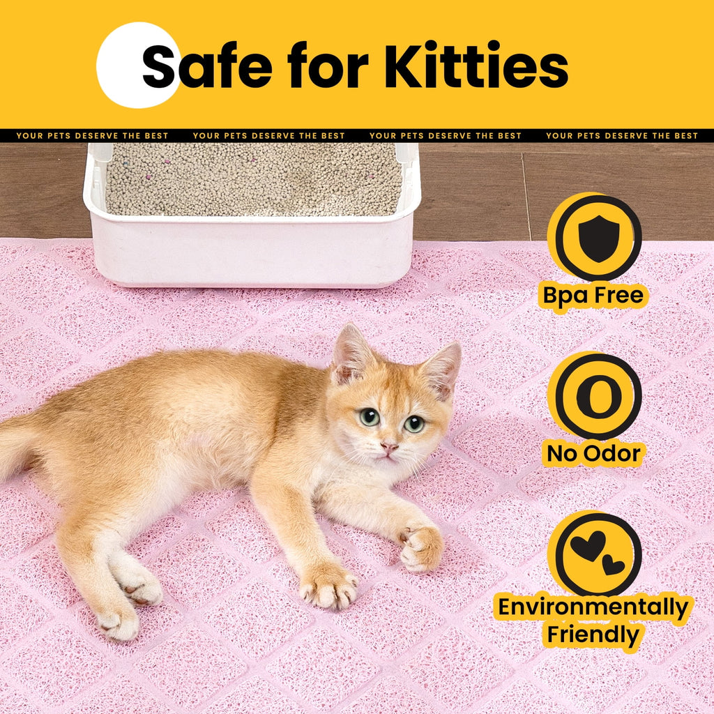 Cat Litter Mat, 35" X 23" Premium Durable PVC, Non-Slip, Less Waste, Urine Waterproof