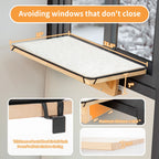 2 Cats Design Window Perch, Cat Hammock Window Seat with Natural Wood &Removable Fleece Mat for Large Cats, Easy to Adjust&Assemble Cat Bed for Windowsill, Bedside and Drawer