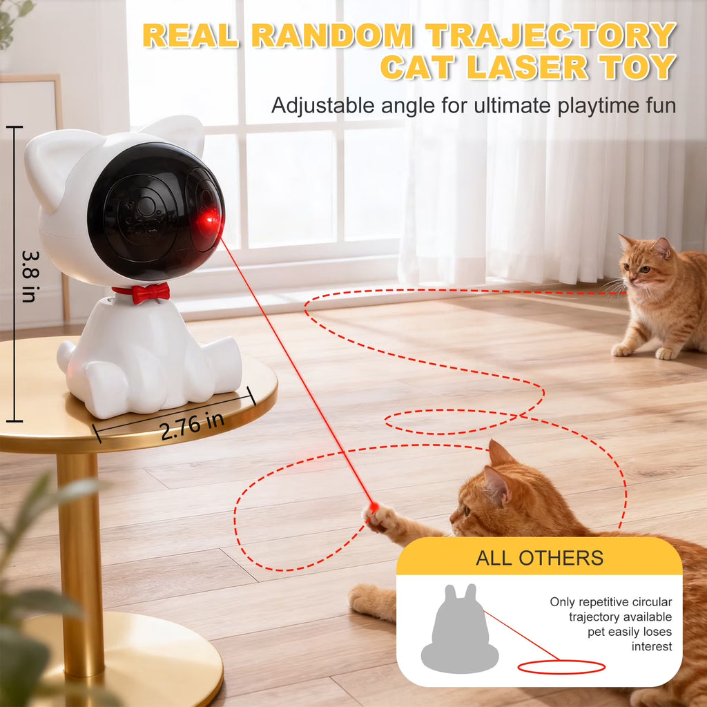 Risehigh Laser Cat Toys for Indoor Cats with Random Trajectory, 3 Modes & 2 Speeds, 360° Rotation, Rechargeable Automatic Interactive Toy for Bored Adult Cats & Kittens, White