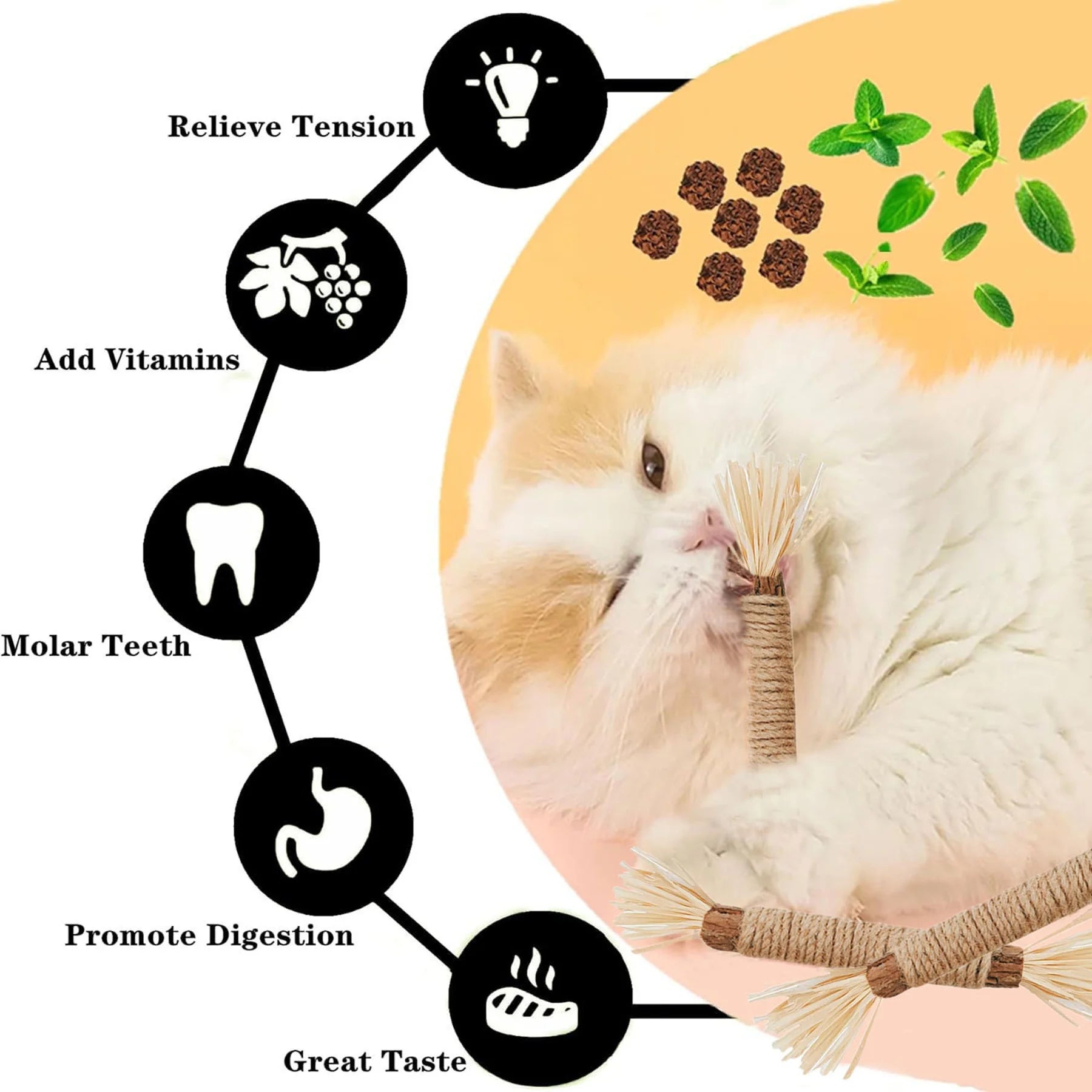 Grembeb Cat Silvervine Toys 7PCS Catnip Treat for Indoor Kitten Snack Cats Chew Stick for Self Play