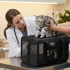 Cat Carrier,Foldable Soft-Sided Large Cat Carrier,Airline Approved Cat Carriers with Safety Leash,Comfort for Cat Travel Carrier,Black