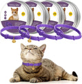 4 Pcs Cat Calming Collar Adjustable Pheromones Scent Relaxing Cat Collar with 2 Pendant for Puppies Reduce Stress Aggression Anxious, up to 15 Inches(Purple, Gold)
