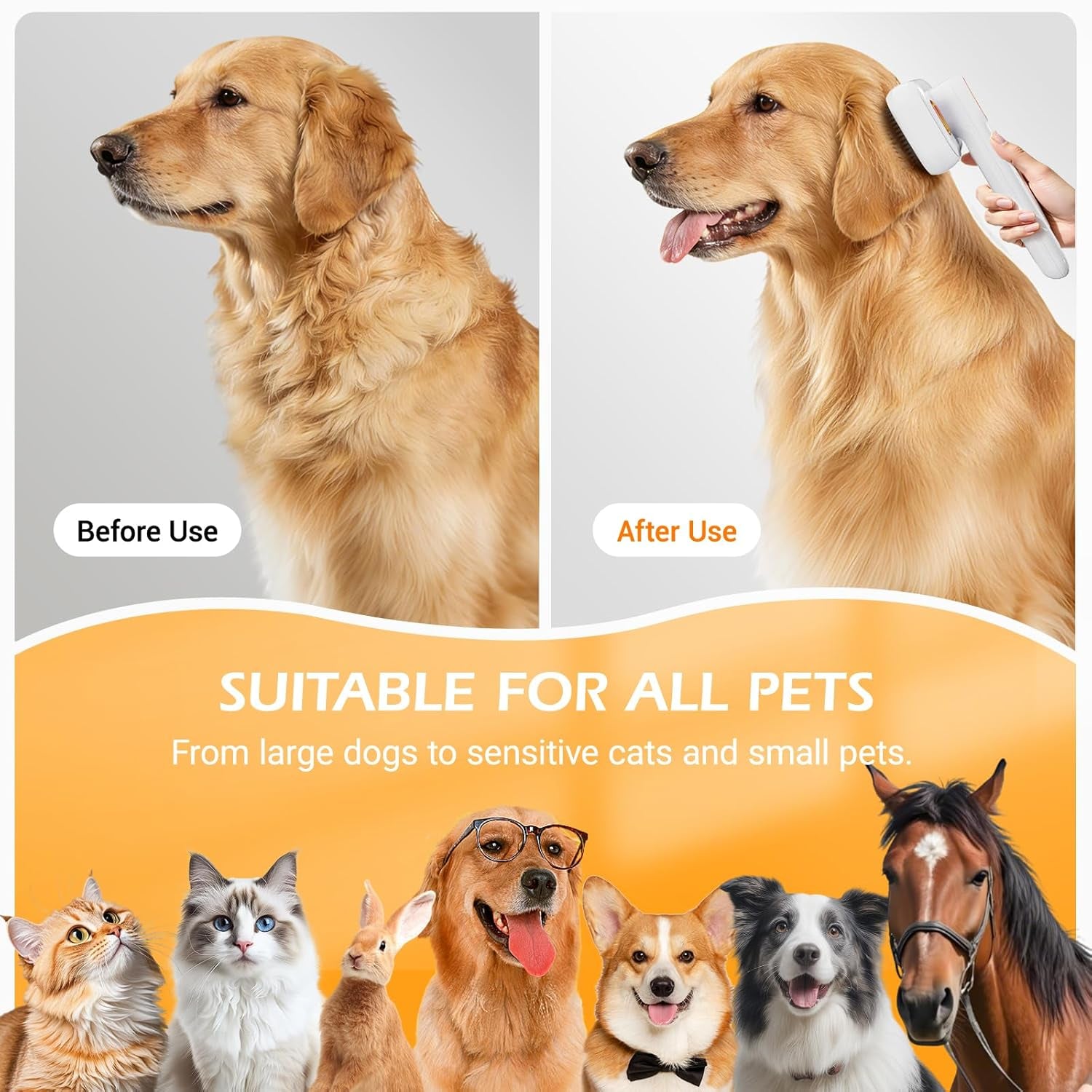 3-In-1 Pet Steam Brush for Dogs & Cats - Rechargeable Deshedding Tool with Gentle Mist, Self-Cleaning, Safe Rounded Tips