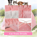 Cat Princess Indoor Tent House - Dog House Indoor/Outdoor Lace Mesh Breathable Windows Door Curtains Removable Portable Cave Nest Bed Bunny and Puppy (Pink, S)