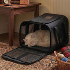 Cat Carrier,Foldable Soft-Sided Large Cat Carrier,Airline Approved Cat Carriers with Safety Leash,Comfort for Cat Travel Carrier,Black